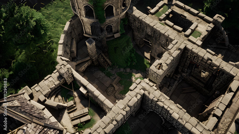 Castle Battle Map for RPGs, Dungeons & Dragons, Tabletop Role-Playing Games, Adventure Game Background, Top-Down View Castle Battle Map for RPGs, Dungeons & Dragons, Tabletop Role-Playing Games, Adventure Game Background, Top-Down View