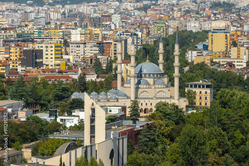 Tirana, Albania 07-16-2024 The Great Mosque of Tirana or Namazgah Mosque is currently being built in and it once completed, it will be the largest mosque in the Balkans. photo