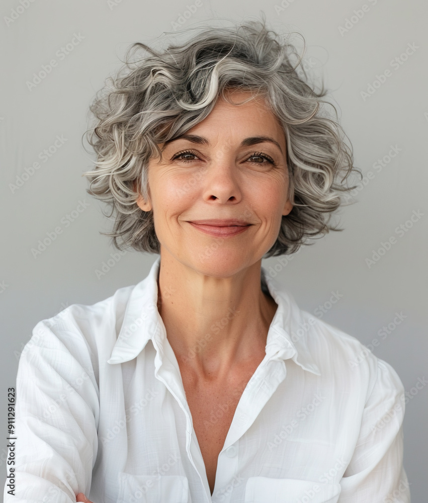 Portrait of beautiful natural mature woman with grey hair Portrait of beautiful natural mature woman with grey hair