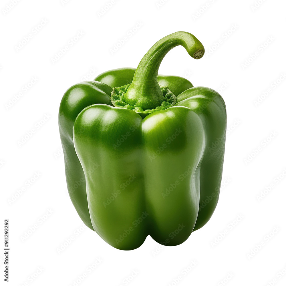 A green pepper is sitting on a transparent background A green pepper is sitting on a transparent background