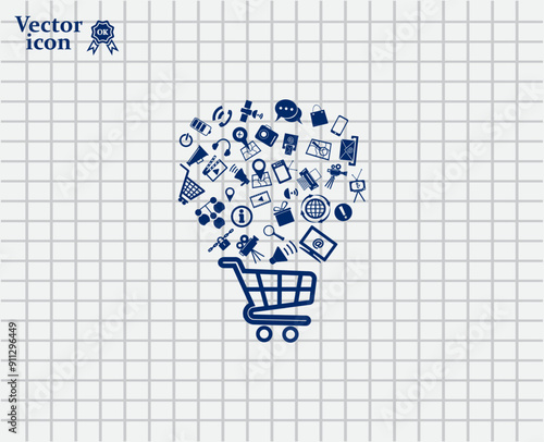 Vector dark color icon on a light background in a cage