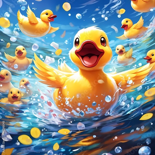 Obraz na plátně duckies playing around