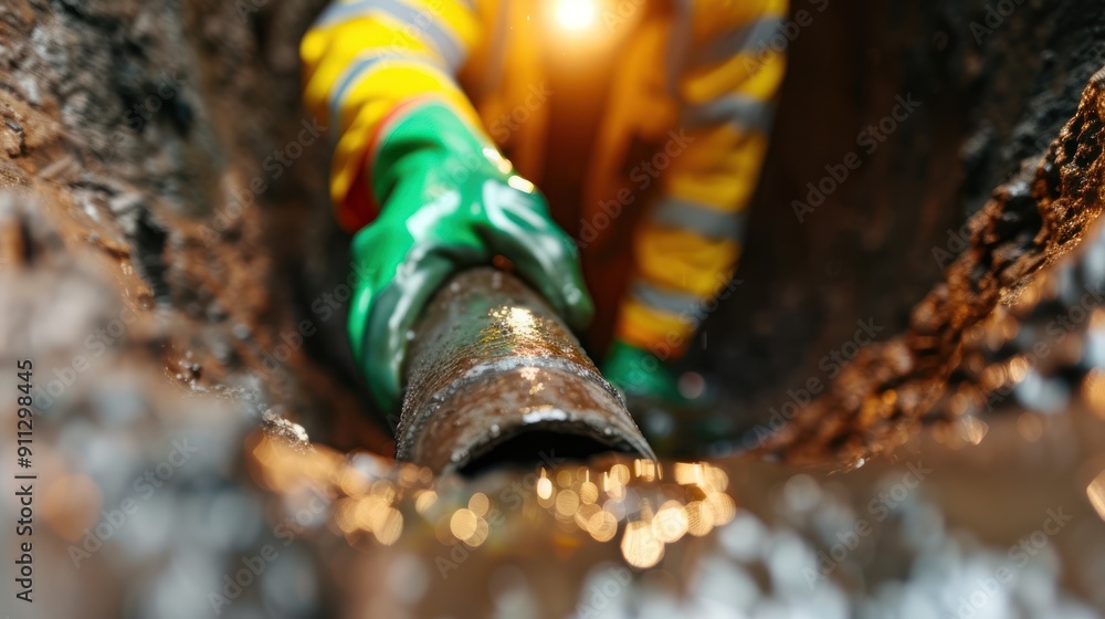 A worker in a reflective vest and hard hat, performing inspections inside a confined space