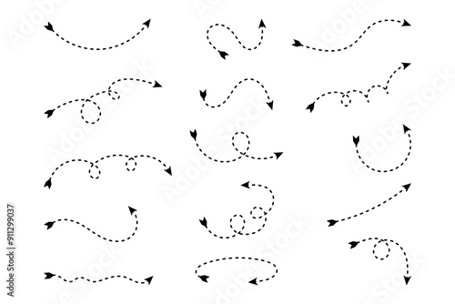 arrow dashed scribble, dotted arrow doodle line, dash arrow curved and swirl
