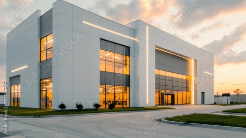 Modern Office Building at Sunset