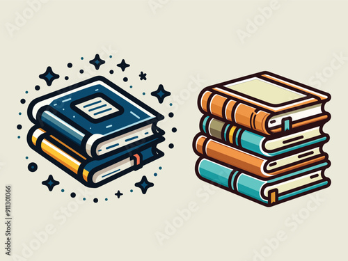 Book clip art Vector, Book vector flat illustration, Back to school book vector, Colorful textbook Design, education and studying. Retro style cartoon textbook illustration, simple vector clip art.
