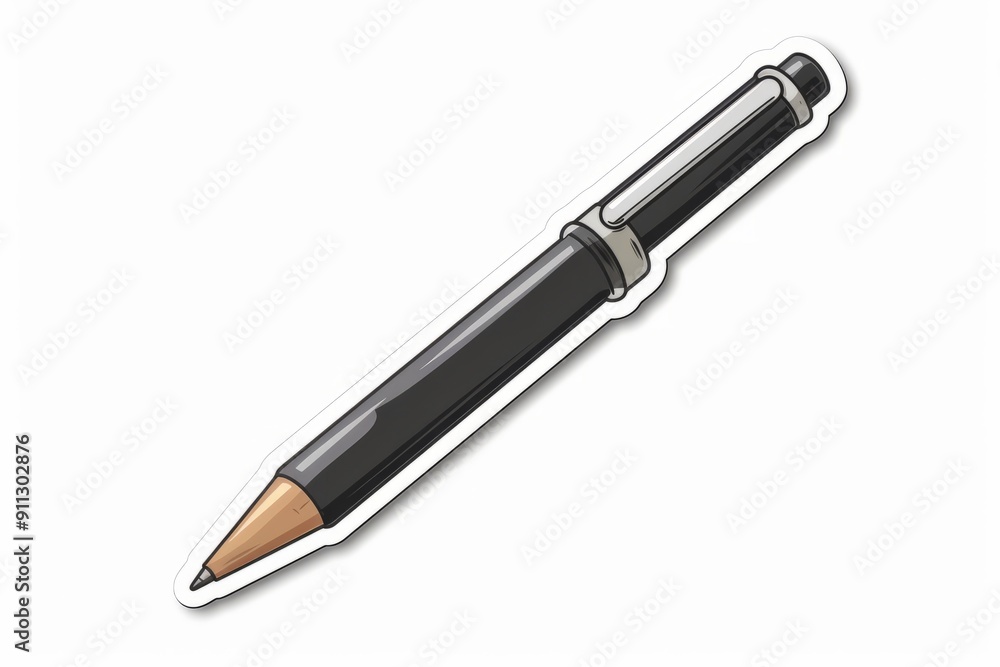 Classic Black Ballpoint Pen Resting on a Clean White Surface in Natural Light Classic Black Ballpoint Pen Resting on a Clean White Surface in Natural Light