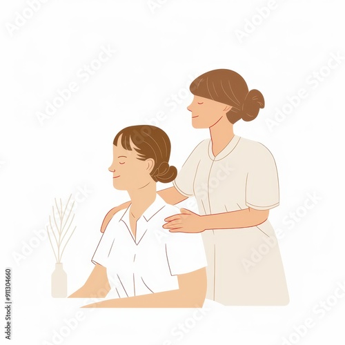 a woman is getting a massage from a man