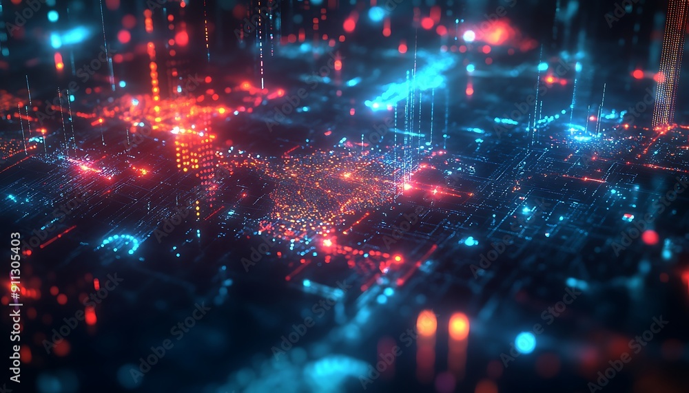 Illustration of Data Synergy with Glowing Streams and Nodes Over a Global Map Illustration of Data Synergy with Glowing Streams and Nodes Over a Global Map