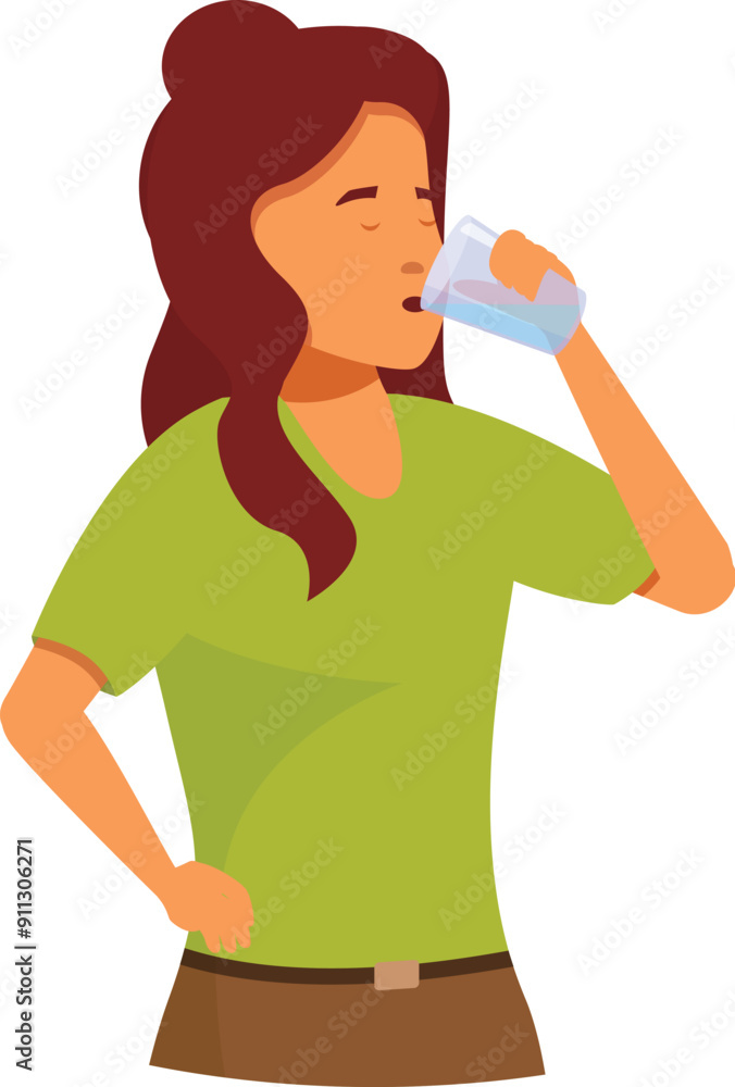 Young woman is enjoying a refreshing drink of water from a glass Young woman is enjoying a refreshing drink of water from a glass