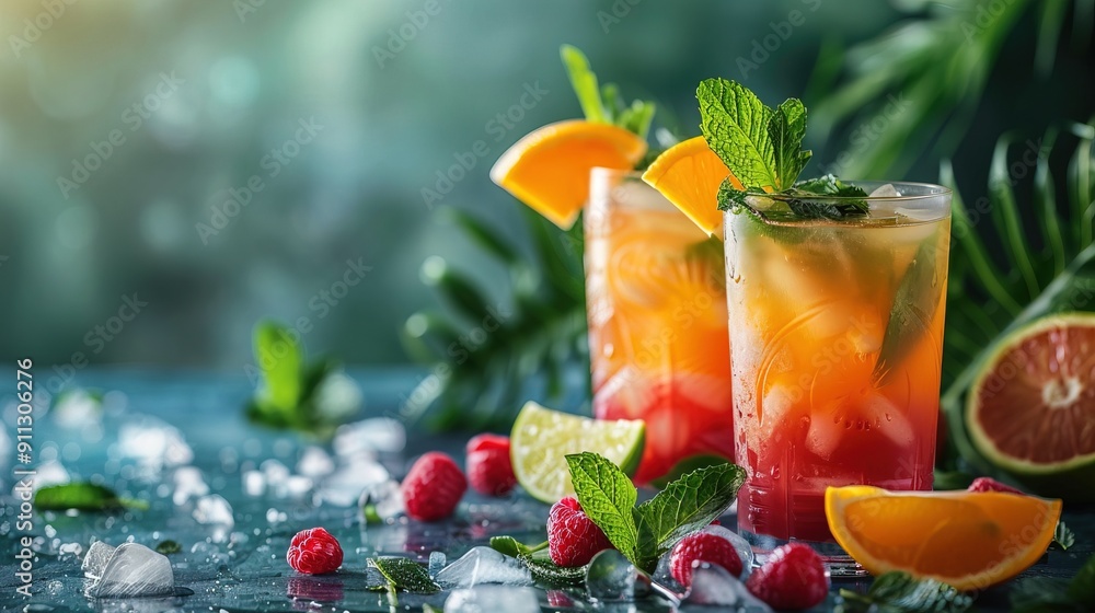 Fresh cocktails and tropical juice drinks Fresh cocktails and tropical juice drinks