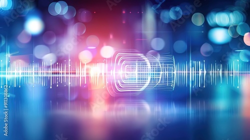Abstract Gradient Wallpaper Featuring Speaker with Blurred Audio Wave Beat