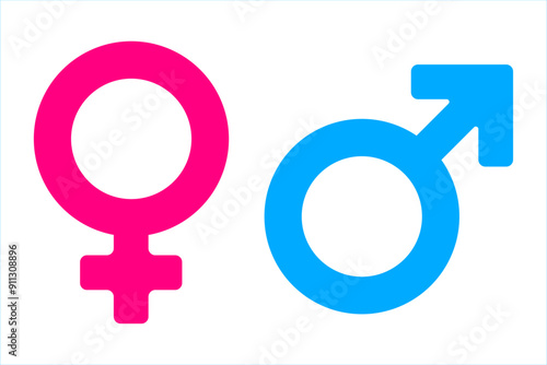 Male and Female gender symbols. Gender symbol on white background. Vector  gender collection, flat simple design illustration. Perfect for web and app interfaces, presentations, infographics