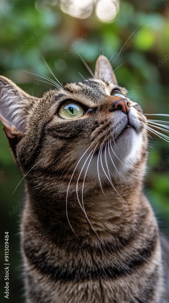 Tabby cat look at the prey Tabby cat look at the prey