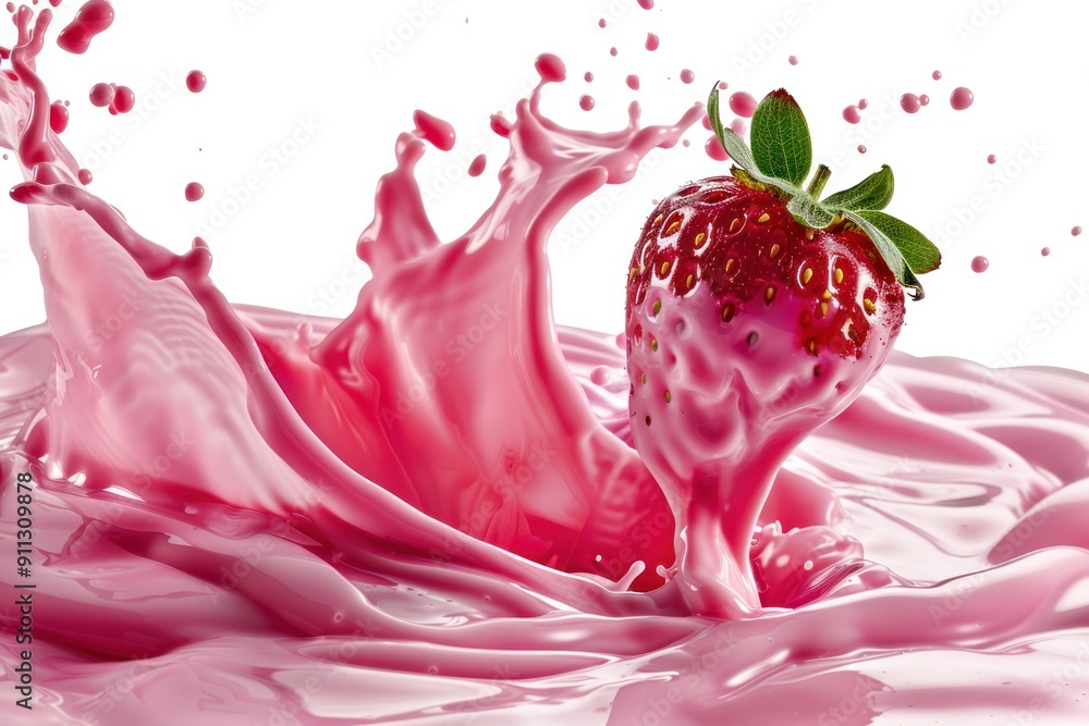 Strawberry milk gushes up to the top along with ripe strawberries. Strawberry milk gushes up to the top along with ripe strawberries.