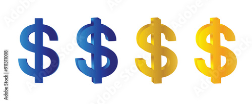 set of dollar symbol on white isolated vector