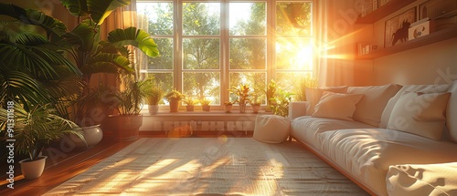 Modern suburban loungeroom, photorealistic detail, midday sun glowing through windows, warm and inviting ambiance, highquality photo