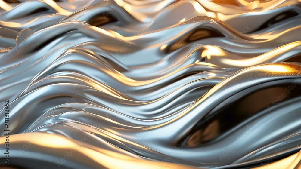 waveforms with a metallic sheen and light reflections, symbolizing advanced technology. waveforms with a metallic sheen and light reflections, symbolizing advanced technology.