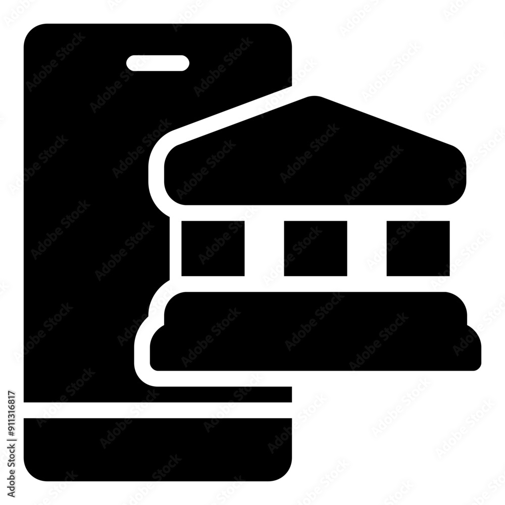 Mobile Banking Icon in Solid Style Mobile Banking Icon in Solid Style