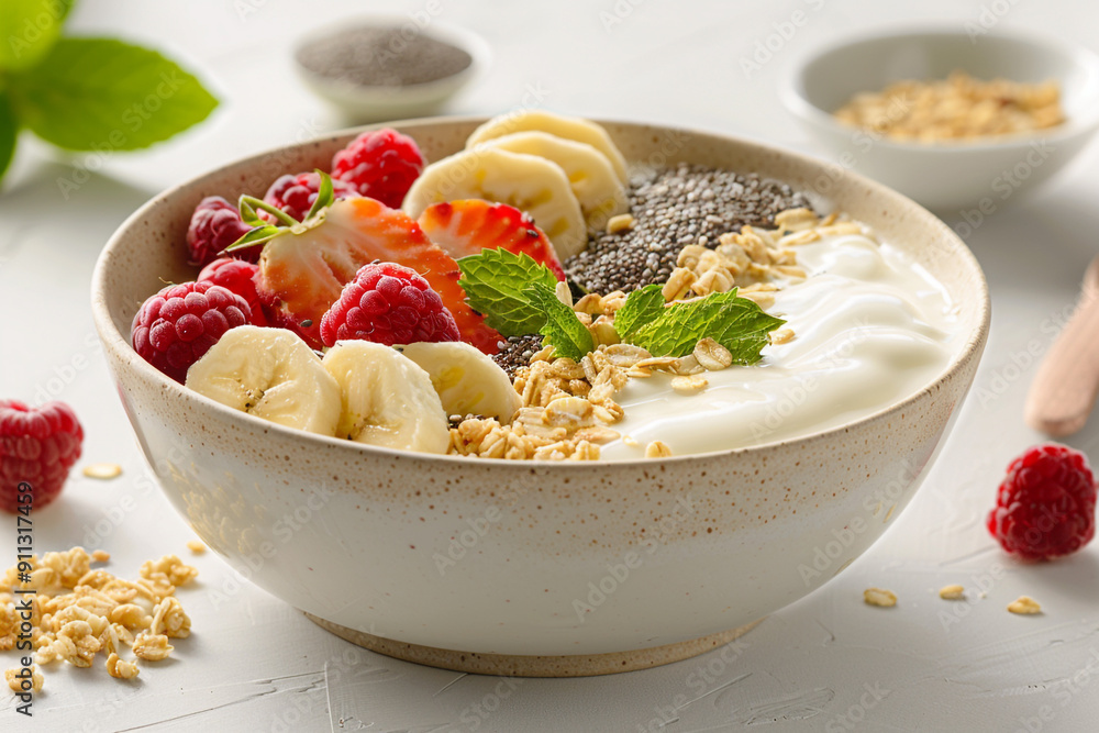 A Realistic Photo of a refreshing smoothie bowl A Realistic Photo of a refreshing smoothie bowl
