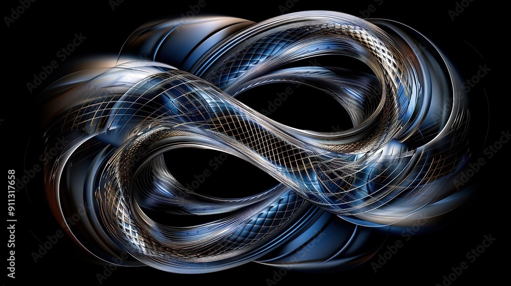 A high-quality image of a swirling blue and silver design on a black background A high-quality image of a swirling blue and silver design on a black background