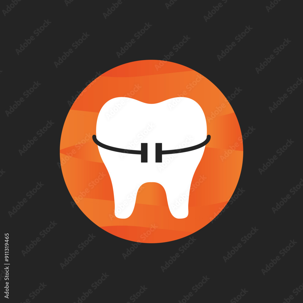 Logo for dentist office and clinic with traditional orange and dark gray braces Logo for dentist office and clinic with traditional orange and dark gray braces