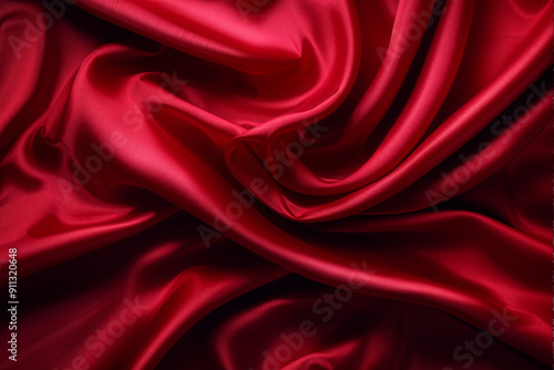 Black red satin dark fabric texture luxurious shiny that is abstract silk cloth background with patterns soft waves blur beautiful. 