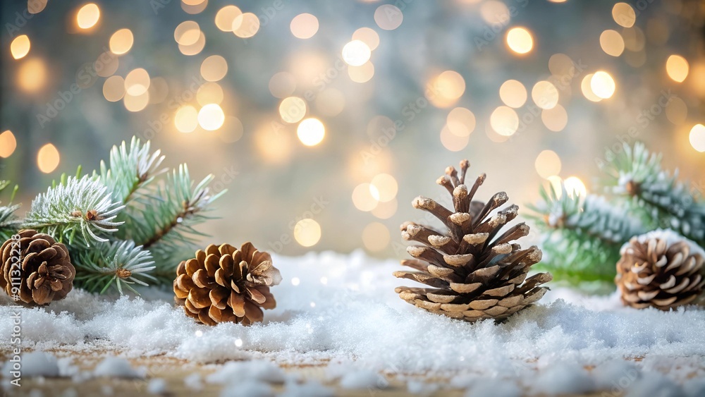 A Winter Wonderland of Pine Cones and Snowflakes: A Cozy Christmas Decor Illustration Generative AI A Winter Wonderland of Pine Cones and Snowflakes: A Cozy Christmas Decor Illustration Generative AI