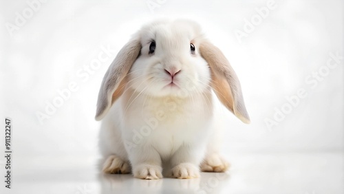 Serene Stillness: A Mini Lop in White  Generative AI