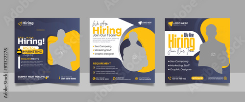 We are hiring job vacancy social media post template set, vacant recruitment marketing web banner square flyer poster design.	