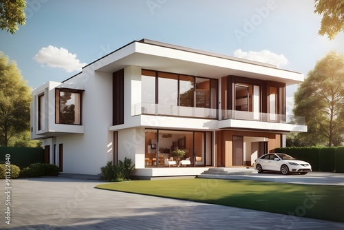 3d illustration of a newly built luxury home 