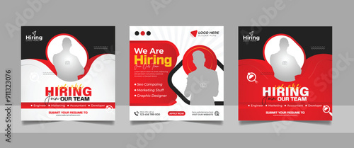 We are hiring job vacancy social media post template set, vacant recruitment marketing web banner square flyer poster design.	