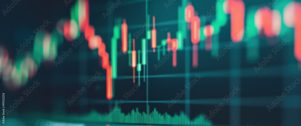 Blurred image of a financial stock market chart with colorful candlestick patterns indicating market trends and fluctuations. Ideal for financial content. Blurred image of a financial stock market chart with colorful candlestick patterns indicating market trends and fluctuations. Ideal for financial content.