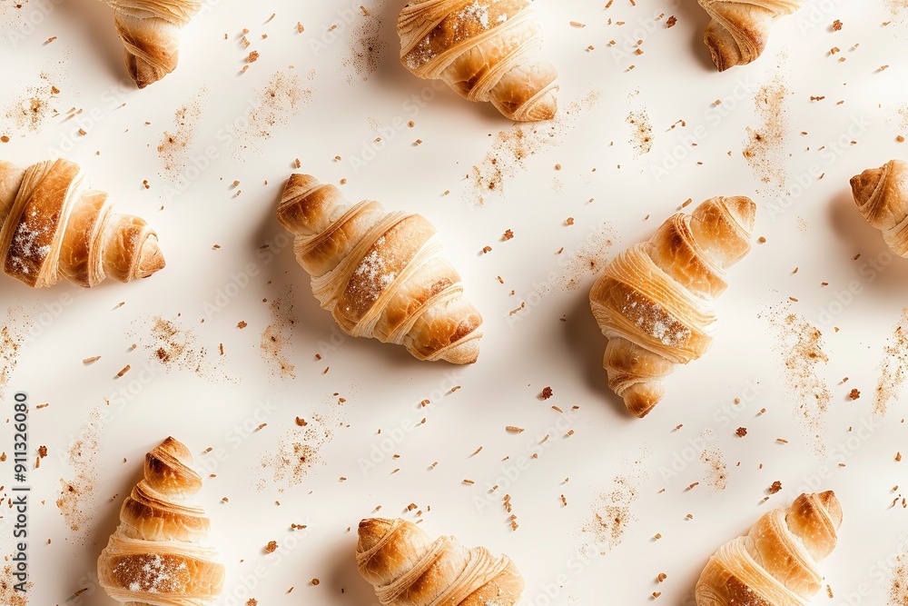 Light cream background with a delicate pattern of tiny croissants and bread slices in light brown, creating a warm, inviting bakery feel Light cream background with a delicate pattern of tiny croissants and bread slices in light brown, creating a warm, inviting bakery feel