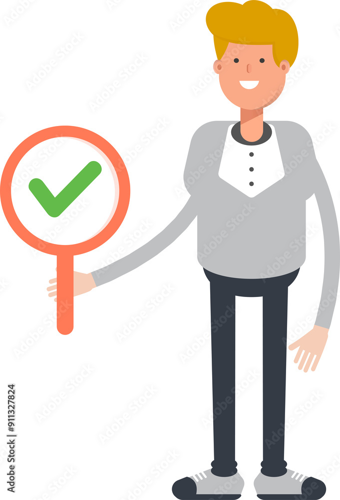 Male Character Showing Check Mark
Male Character Showing Check Mark