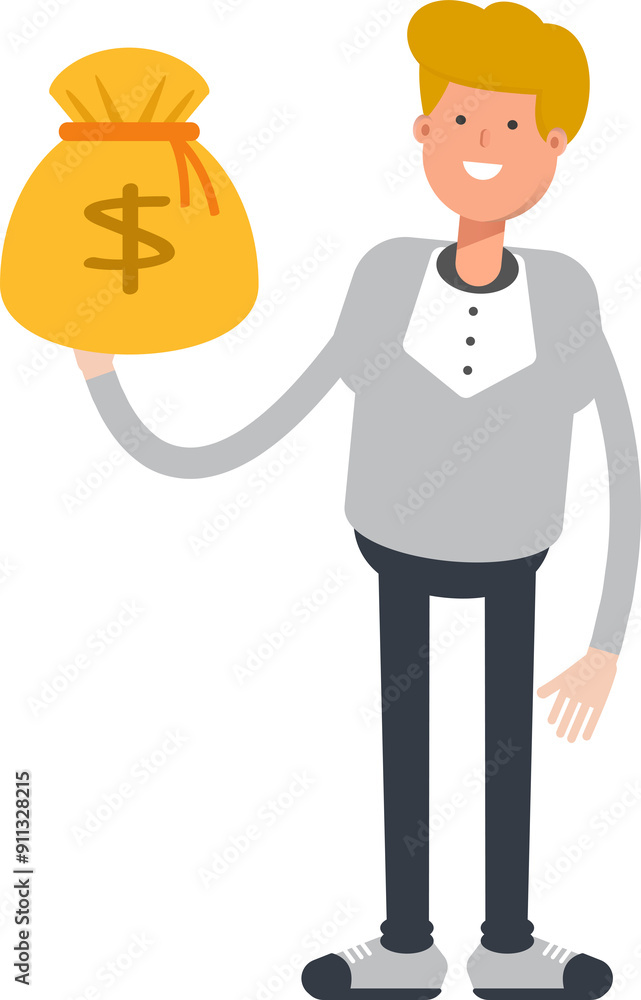 Male Character Holding Dollar Sack
Male Character Holding Dollar Sack
