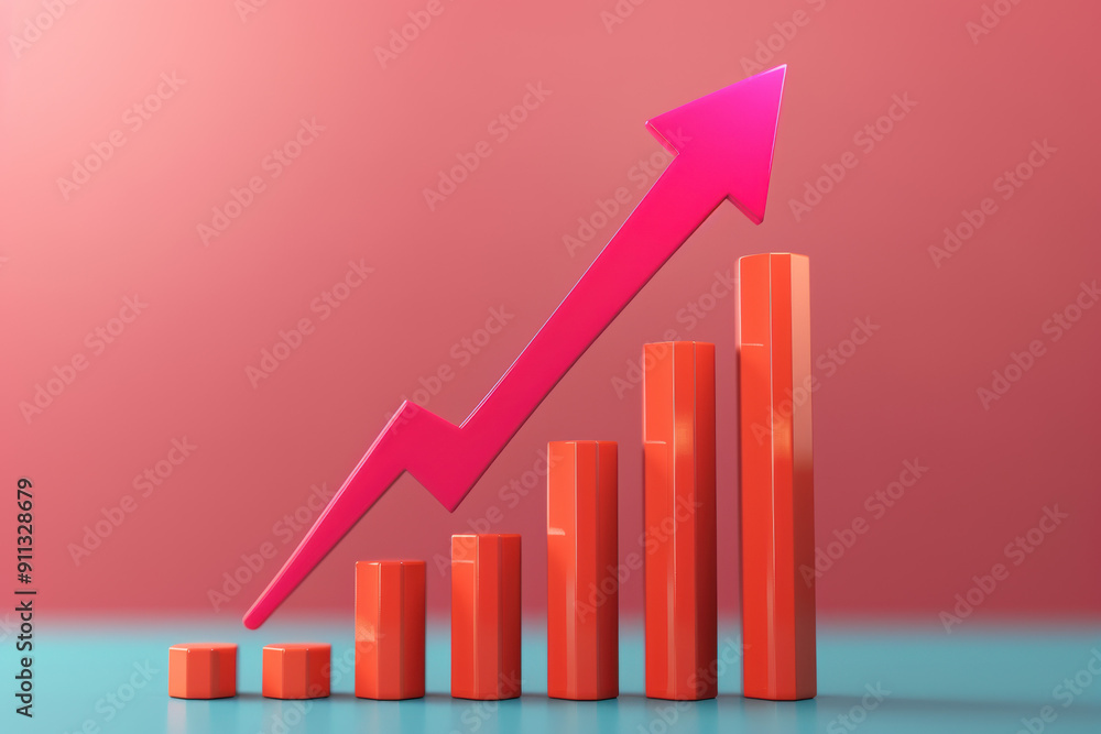 Vibrant bar graph with an upward arrow on a colorful backdrop, symbolizing growth, progress, and success in business and finance. Vibrant bar graph with an upward arrow on a colorful backdrop, symbolizing growth, progress, and success in business and finance.