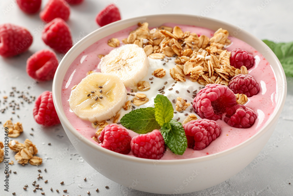 A Realistic Photo of a refreshing smoothie bowl A Realistic Photo of a refreshing smoothie bowl