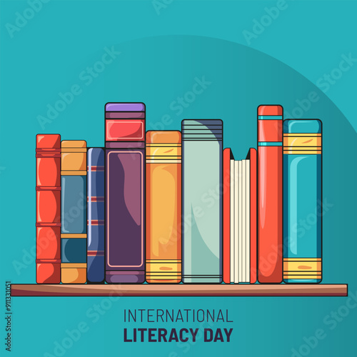 World Literacy Day Minimalists Banner Concept. World Book Day Festival, Book Sale Vector Illustration.