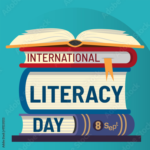 World Literacy Day Minimalists Banner Concept. World Book Day Festival, Book Sale Vector Illustration.