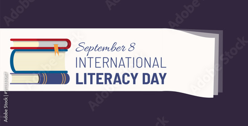 World Literacy Day Minimalists Banner Concept. World Book Day Festival, Book Sale Vector Illustration.