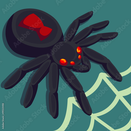 cute spider weaving a web