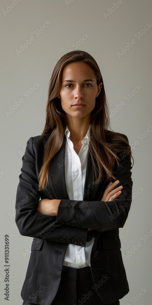 Businesswoman against a plain background with room for messages. Businesswoman against a plain background with room for messages.