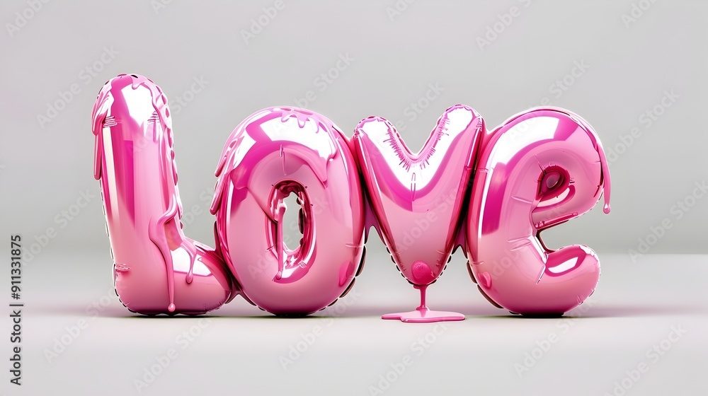 Pink Love Heart-Shaped Balloons Floating in the Air for Valentine's Day Pink Love Heart-Shaped Balloons Floating in the Air for Valentine's Day