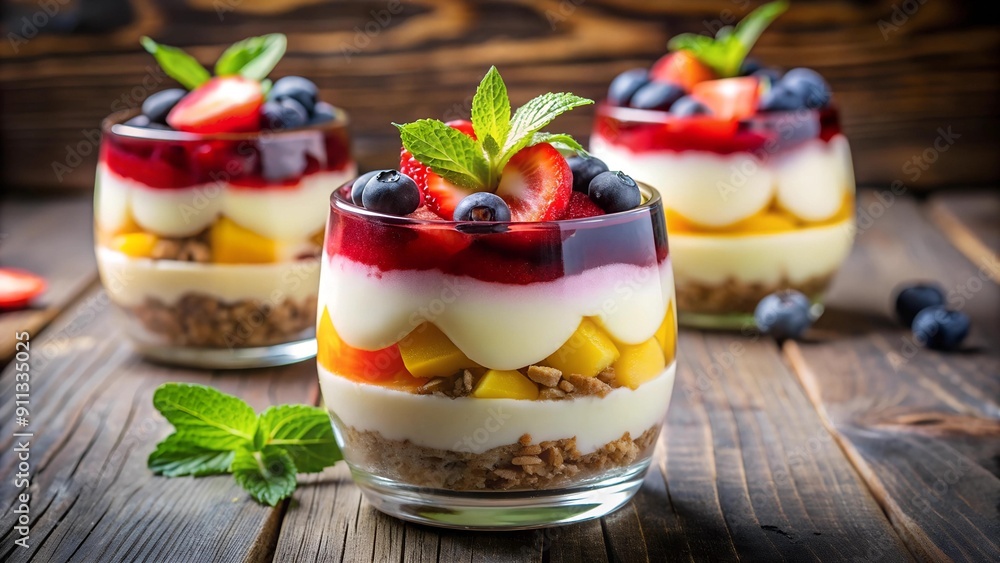 A Symphony of Textures: Fruit Pudding with Layers of Delight AI generated A Symphony of Textures: Fruit Pudding with Layers of Delight AI generated