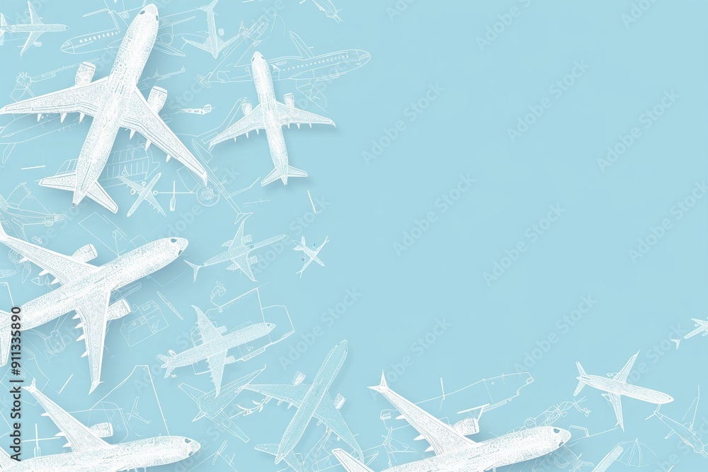 Light blue backdrop with faint airplane silhouettes in various sizes and angles, symbolizing travel and adventure Light blue backdrop with faint airplane silhouettes in various sizes and angles, symbolizing travel and adventure