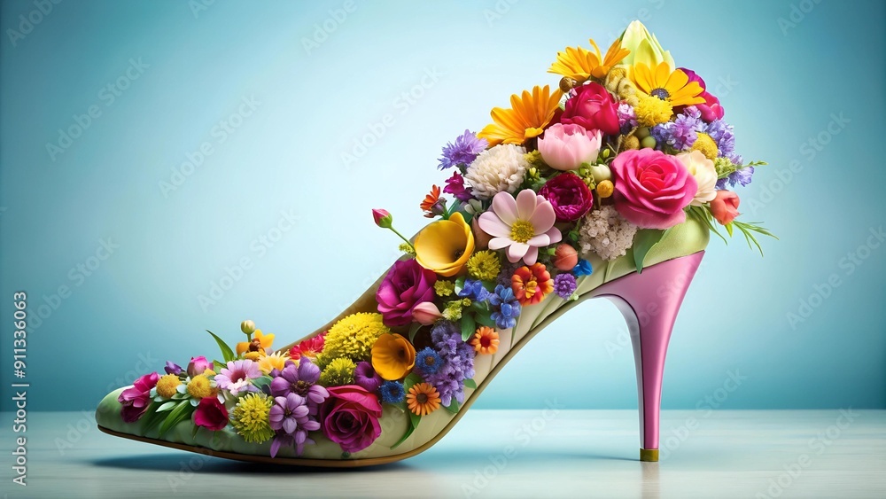 Obraz premium Floral Fantasy: A Symphony of Spring in Footwear Generative AI