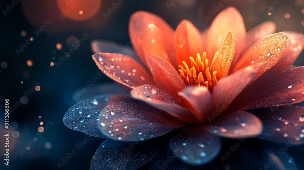 A vibrant beautiful flower blooming closeup A vibrant beautiful flower blooming closeup
