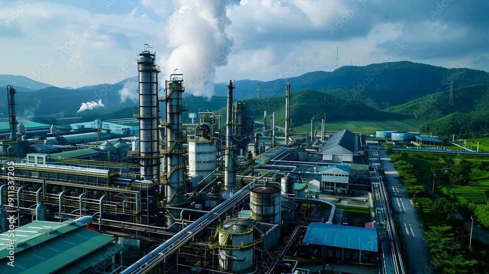 Fototapeta premium Eco-Friendly Industrial Energy Plant Powering Green Production and Sustainability