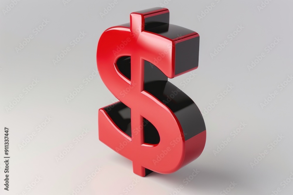 Obraz premium Red and Black 3D Dollar Sign on White Background